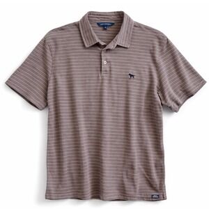 Simply Southern Mens XL Polo Shirt Pale Plum Striped Short Sleeve Dog Logo Knit‎